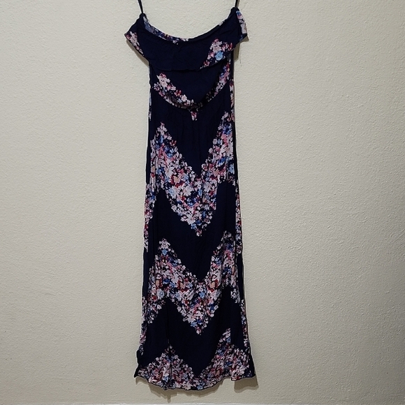 Deb Dresses & Skirts - Deb Navy Blue and Pink Slip Dress Strapless Floral Dress